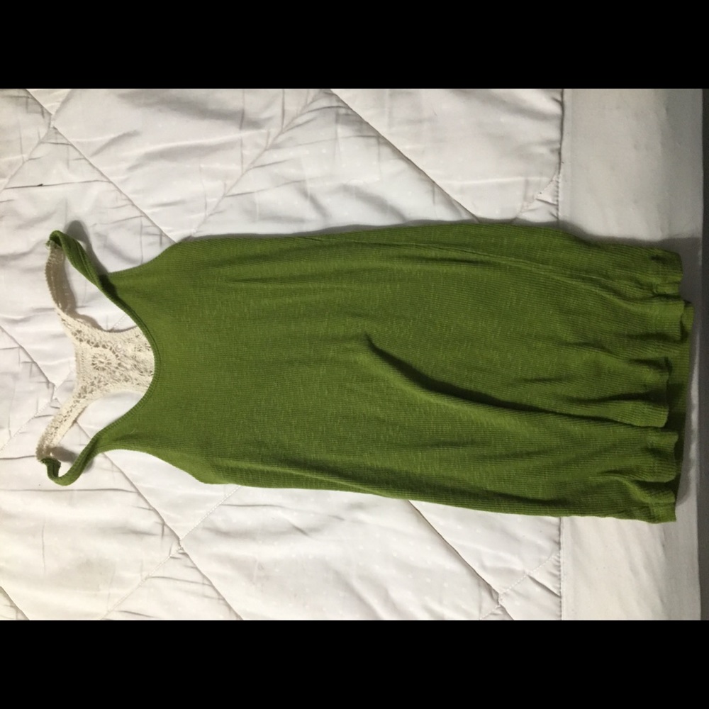 Green lace back tank top